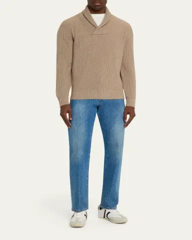 Anderson & Sheppard Men's Cashmere Rib Shawl Sweater | Thumbnail 2 Anderson & Sheppard Men's Cashmere Rib Shawl Sweater | Thumbnail 2