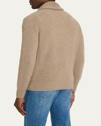 Anderson & Sheppard Men's Cashmere Rib Shawl Sweater | Thumbnail 3 Anderson & Sheppard Men's Cashmere Rib Shawl Sweater | Thumbnail 3