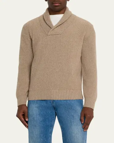 Anderson & Sheppard Men's Cashmere Rib Shawl Sweater | Thumbnail 4 Anderson & Sheppard Men's Cashmere Rib Shawl Sweater | Thumbnail 4