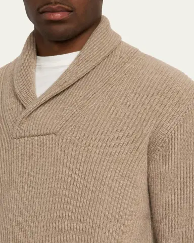 Anderson & Sheppard Men's Cashmere Rib Shawl Sweater | Thumbnail 5 Anderson & Sheppard Men's Cashmere Rib Shawl Sweater | Thumbnail 5