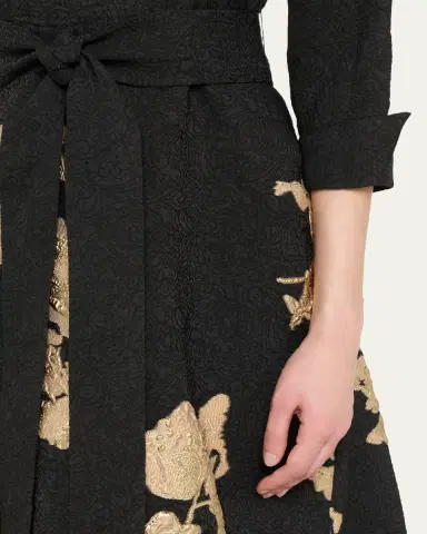Rickie Freeman for Teri Jon Metallic Floral Jacquard Shirt Gown | Thumbnail 5 Rickie Freeman for Teri Jon Metallic Floral Jacquard Shirt Gown | Thumbnail 5