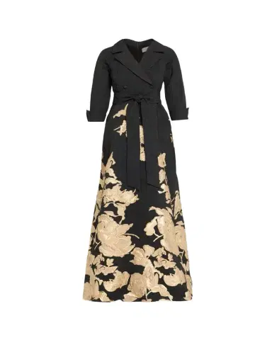 Rickie Freeman for Teri Jon Metallic Floral Jacquard Shirt Gown | Thumbnail 1 Rickie Freeman for Teri Jon Metallic Floral Jacquard Shirt Gown | Thumbnail 1