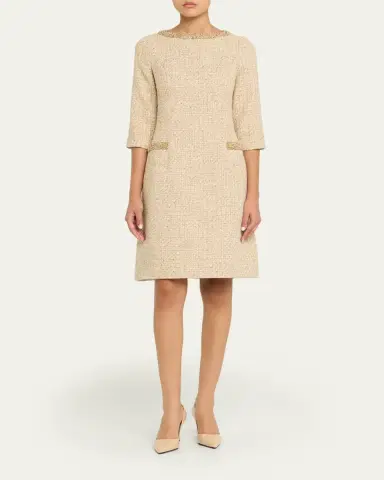 Rickie Freeman for Teri Jon Metallic Boucle Jewel-Trim A-Line Dress | Thumbnail 2 Rickie Freeman for Teri Jon Metallic Boucle Jewel-Trim A-Line Dress | Thumbnail 2