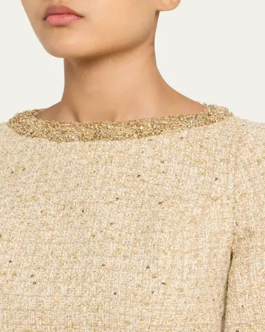Rickie Freeman for Teri Jon Metallic Boucle Jewel-Trim A-Line Dress | Thumbnail 5 Rickie Freeman for Teri Jon Metallic Boucle Jewel-Trim A-Line Dress | Thumbnail 5