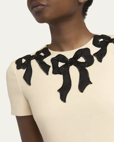 Valentino Garavani Embroidered Bow Satin Crepe Mini Dress | Thumbnail 5 Valentino Garavani Embroidered Bow Satin Crepe Mini Dress | Thumbnail 5