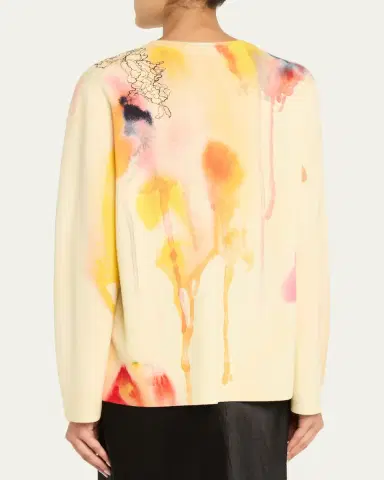 Jason Wu Collection Watercolor Floral Lace Applique Wool Sweater | Thumbnail 3 Jason Wu Collection Watercolor Floral Lace Applique Wool Sweater | Thumbnail 3