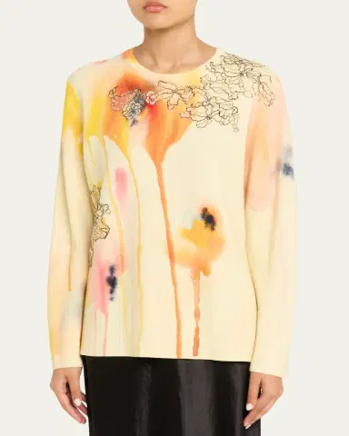 Jason Wu Collection Watercolor Floral Lace Applique Wool Sweater | Thumbnail 4 Jason Wu Collection Watercolor Floral Lace Applique Wool Sweater | Thumbnail 4