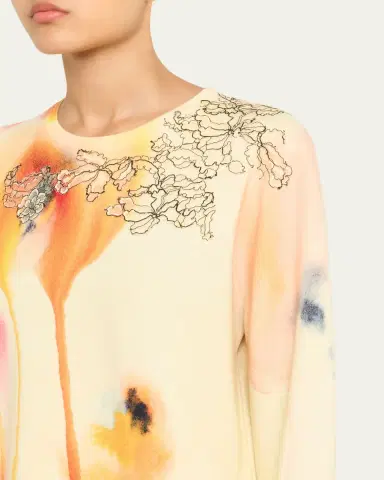 Jason Wu Collection Watercolor Floral Lace Applique Wool Sweater | Thumbnail 5 Jason Wu Collection Watercolor Floral Lace Applique Wool Sweater | Thumbnail 5