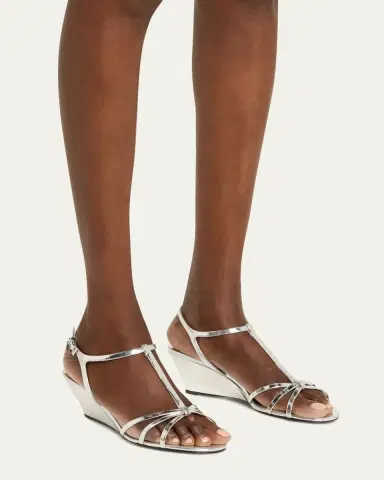 Prada 55mm Metallic Leather Wedge Sandals | Thumbnail 2 Prada 55mm Metallic Leather Wedge Sandals | Thumbnail 2