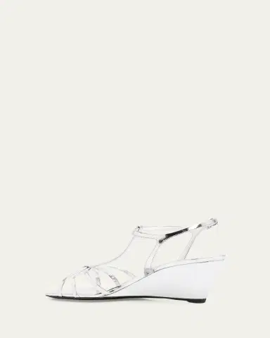 Prada 55mm Metallic Leather Wedge Sandals | Thumbnail 4 Prada 55mm Metallic Leather Wedge Sandals | Thumbnail 4