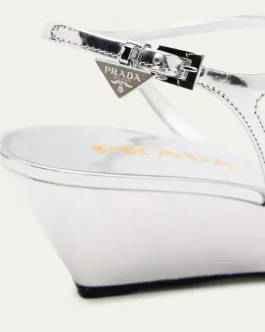Prada 55mm Metallic Leather Wedge Sandals | Thumbnail 5 Prada 55mm Metallic Leather Wedge Sandals | Thumbnail 5