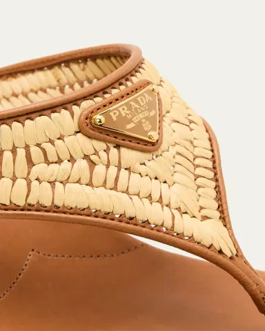 Prada 55mm Triangle Logo Raffia and Leather Thong Sandals | Thumbnail 5 Prada 55mm Triangle Logo Raffia and Leather Thong Sandals | Thumbnail 5