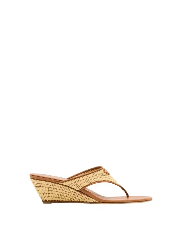 55mm Triangle Logo Raffia and Leather Thong Sandals 55mm Triangle Logo Raffia and Leather Thong Sandals