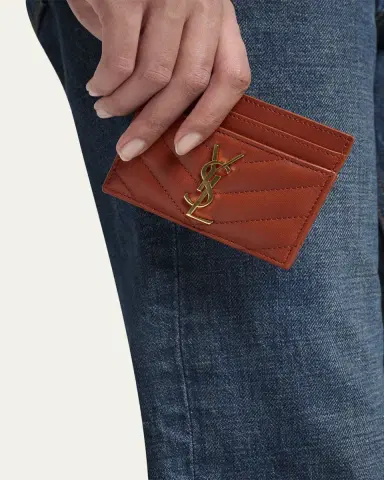 Saint Laurent Cassandre YSL Monogram Card Case in Quilted Smooth Leather | Thumbnail 4 Saint Laurent Cassandre YSL Monogram Card Case in Quilted Smooth Leather | Thumbnail 4
