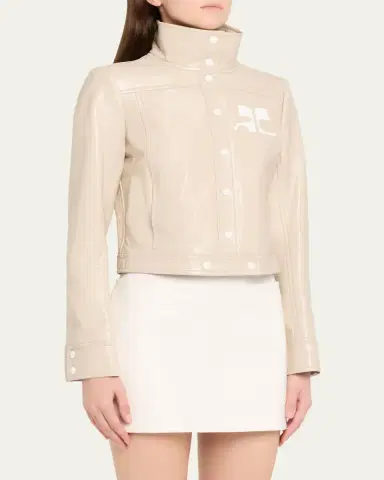 Courrèges Textured Vinyl Crop Jacket | Thumbnail 4 Courrèges Textured Vinyl Crop Jacket | Thumbnail 4
