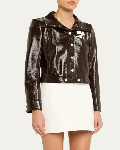 Courrèges Textured Vinyl Crop Jacket | Thumbnail 8 Courrèges Textured Vinyl Crop Jacket | Thumbnail 8