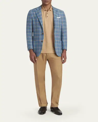 Kiton Men's Cashmere-Blend Straight Leg Pleated Trousers | Thumbnail 2 Kiton Men's Cashmere-Blend Straight Leg Pleated Trousers | Thumbnail 2