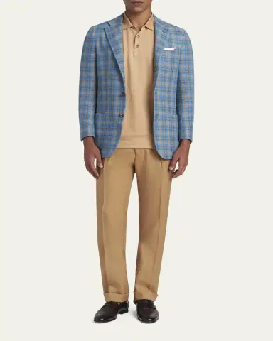 Kiton Men's Cashmere and Linen Graph Check Sport Coat | Thumbnail 2 Kiton Men's Cashmere and Linen Graph Check Sport Coat | Thumbnail 2