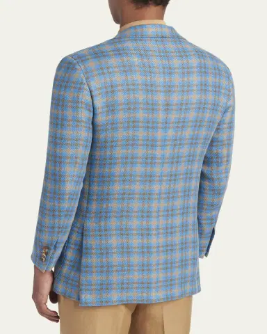 Kiton Men's Cashmere and Linen Graph Check Sport Coat | Thumbnail 3 Kiton Men's Cashmere and Linen Graph Check Sport Coat | Thumbnail 3