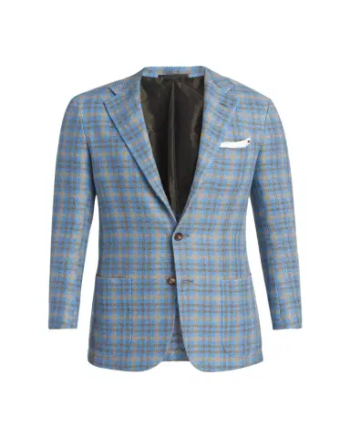 Kiton Men's Cashmere and Linen Graph Check Sport Coat | Thumbnail 1 Kiton Men's Cashmere and Linen Graph Check Sport Coat | Thumbnail 1