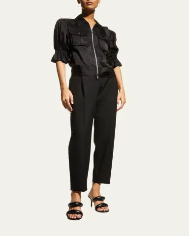 Cinq à Sept Holly Short-Sleeve Sateen Jacket | Thumbnail 2 Cinq à Sept Holly Short-Sleeve Sateen Jacket | Thumbnail 2