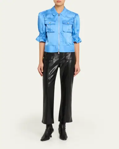 Cinq à Sept Holly Short-Sleeve Sateen Jacket | Thumbnail 6 Cinq à Sept Holly Short-Sleeve Sateen Jacket | Thumbnail 6
