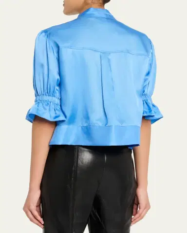 Cinq à Sept Holly Short-Sleeve Sateen Jacket | Thumbnail 7 Cinq à Sept Holly Short-Sleeve Sateen Jacket | Thumbnail 7