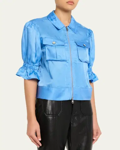 Cinq à Sept Holly Short-Sleeve Sateen Jacket | Thumbnail 8 Cinq à Sept Holly Short-Sleeve Sateen Jacket | Thumbnail 8