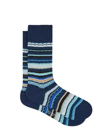 Paul Smith Men's Drop-Stitched Signature Stripe Crew Socks | Thumbnail 1 Paul Smith Men's Drop-Stitched Signature Stripe Crew Socks | Thumbnail 1