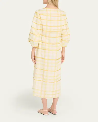 Rosie Assoulin Ribbon-Embellished Plaid Midi Caftan | Thumbnail 3 Rosie Assoulin Ribbon-Embellished Plaid Midi Caftan | Thumbnail 3