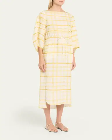 Rosie Assoulin Ribbon-Embellished Plaid Midi Caftan | Thumbnail 4 Rosie Assoulin Ribbon-Embellished Plaid Midi Caftan | Thumbnail 4