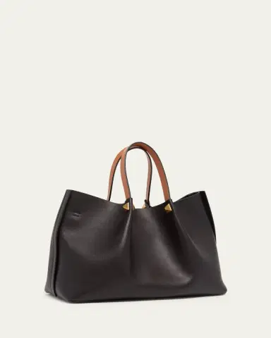 Valentino Garavani Medium Pleated Rockstud Leather Tote Bag | Thumbnail 3 Valentino Garavani Medium Pleated Rockstud Leather Tote Bag | Thumbnail 3