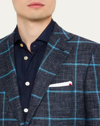 Kiton Men's Windowpane Cashmere, Wool and Silk Sport Coat | Thumbnail 5 Kiton Men's Windowpane Cashmere, Wool and Silk Sport Coat | Thumbnail 5