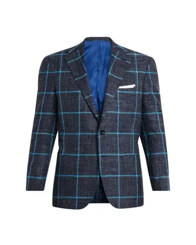 Kiton Men's Windowpane Cashmere, Wool and Silk Sport Coat | Thumbnail 1 Kiton Men's Windowpane Cashmere, Wool and Silk Sport Coat | Thumbnail 1