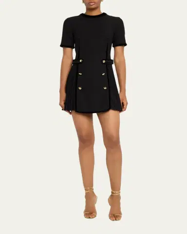 SIMKHAI Doria Short-Sleeve Velvet-Trim Mini Dress | Thumbnail 2 SIMKHAI Doria Short-Sleeve Velvet-Trim Mini Dress | Thumbnail 2
