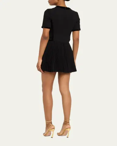 SIMKHAI Doria Short-Sleeve Velvet-Trim Mini Dress | Thumbnail 3 SIMKHAI Doria Short-Sleeve Velvet-Trim Mini Dress | Thumbnail 3