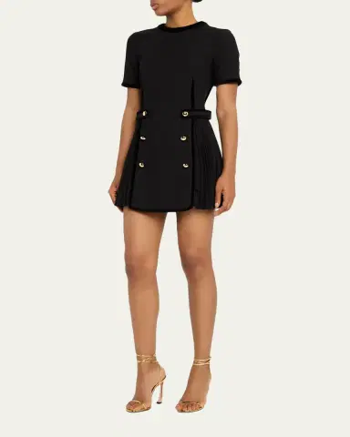 SIMKHAI Doria Short-Sleeve Velvet-Trim Mini Dress | Thumbnail 4 SIMKHAI Doria Short-Sleeve Velvet-Trim Mini Dress | Thumbnail 4