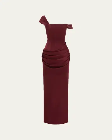 Alex Perry Off-The-Shoulder Draped Satin Crepe Corset Gown | Thumbnail 2 Alex Perry Off-The-Shoulder Draped Satin Crepe Corset Gown | Thumbnail 2