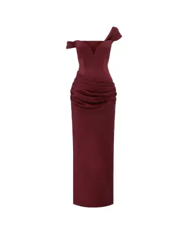 Alex Perry Off-The-Shoulder Draped Satin Crepe Corset Gown | Thumbnail 1 Alex Perry Off-The-Shoulder Draped Satin Crepe Corset Gown | Thumbnail 1