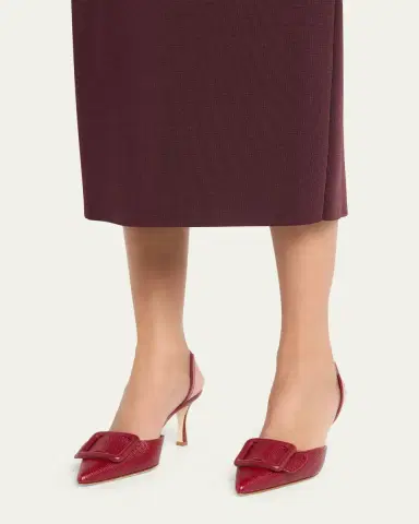 Manolo Blahnik 70mm Mayslibi Embossed Leather Slingback Pumps | Thumbnail 2 Manolo Blahnik 70mm Mayslibi Embossed Leather Slingback Pumps | Thumbnail 2