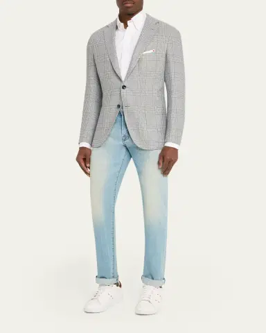 Kiton Men's Cashmere and Linen Houndstooth Check Sport Coat | Thumbnail 2 Kiton Men's Cashmere and Linen Houndstooth Check Sport Coat | Thumbnail 2