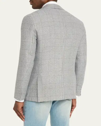 Kiton Men's Cashmere and Linen Houndstooth Check Sport Coat | Thumbnail 3 Kiton Men's Cashmere and Linen Houndstooth Check Sport Coat | Thumbnail 3