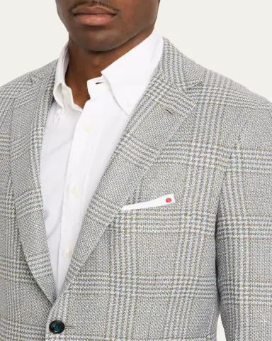 Kiton Men's Cashmere and Linen Houndstooth Check Sport Coat | Thumbnail 5 Kiton Men's Cashmere and Linen Houndstooth Check Sport Coat | Thumbnail 5