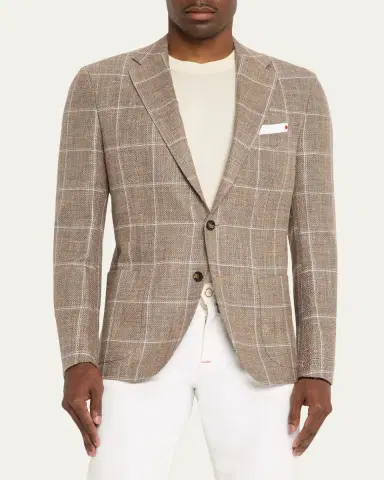 Kiton Men's Cashmere, Wool and Silk Windowpane Sport Coat | Thumbnail 4 Kiton Men's Cashmere, Wool and Silk Windowpane Sport Coat | Thumbnail 4