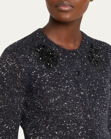 Erdem Crystal Embellished Paillette Knit Crop Cardigan | Thumbnail 5 Erdem Crystal Embellished Paillette Knit Crop Cardigan | Thumbnail 5