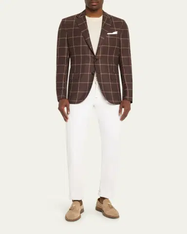 Kiton Men's Cashmere Windowpane Single-Breasted Sport Coat | Thumbnail 2 Kiton Men's Cashmere Windowpane Single-Breasted Sport Coat | Thumbnail 2