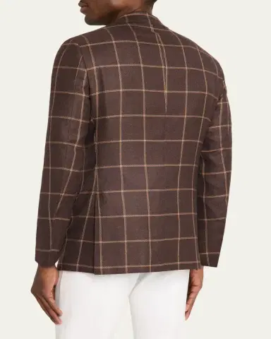 Kiton Men's Cashmere Windowpane Single-Breasted Sport Coat | Thumbnail 3 Kiton Men's Cashmere Windowpane Single-Breasted Sport Coat | Thumbnail 3