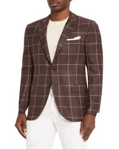 Kiton Men's Cashmere Windowpane Single-Breasted Sport Coat | Thumbnail 4 Kiton Men's Cashmere Windowpane Single-Breasted Sport Coat | Thumbnail 4