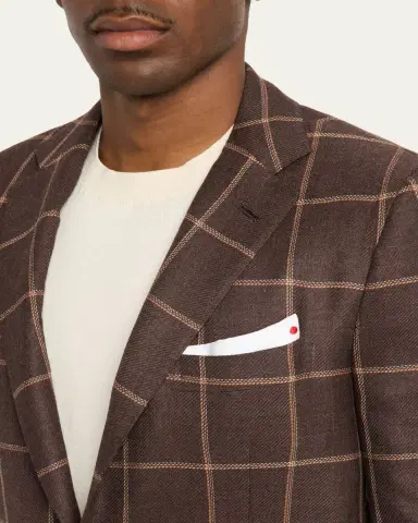 Kiton Men's Cashmere Windowpane Single-Breasted Sport Coat | Thumbnail 5 Kiton Men's Cashmere Windowpane Single-Breasted Sport Coat | Thumbnail 5