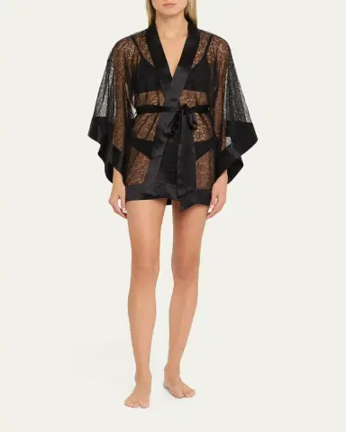 Kiki De Montparnasse Petite Fleur Sheer Lace Kimono Robe | Thumbnail 2 Kiki De Montparnasse Petite Fleur Sheer Lace Kimono Robe | Thumbnail 2